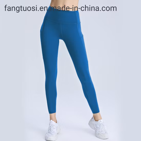 Personnalisé élastique respirant femmes taille haute entraînement Fitness vêtements de Yoga pantalons Leggings de gymnastique Fitness avec poches latérales