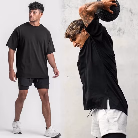 T-shirt en coton de style basique, coupe ample et décontractée, vente en gros